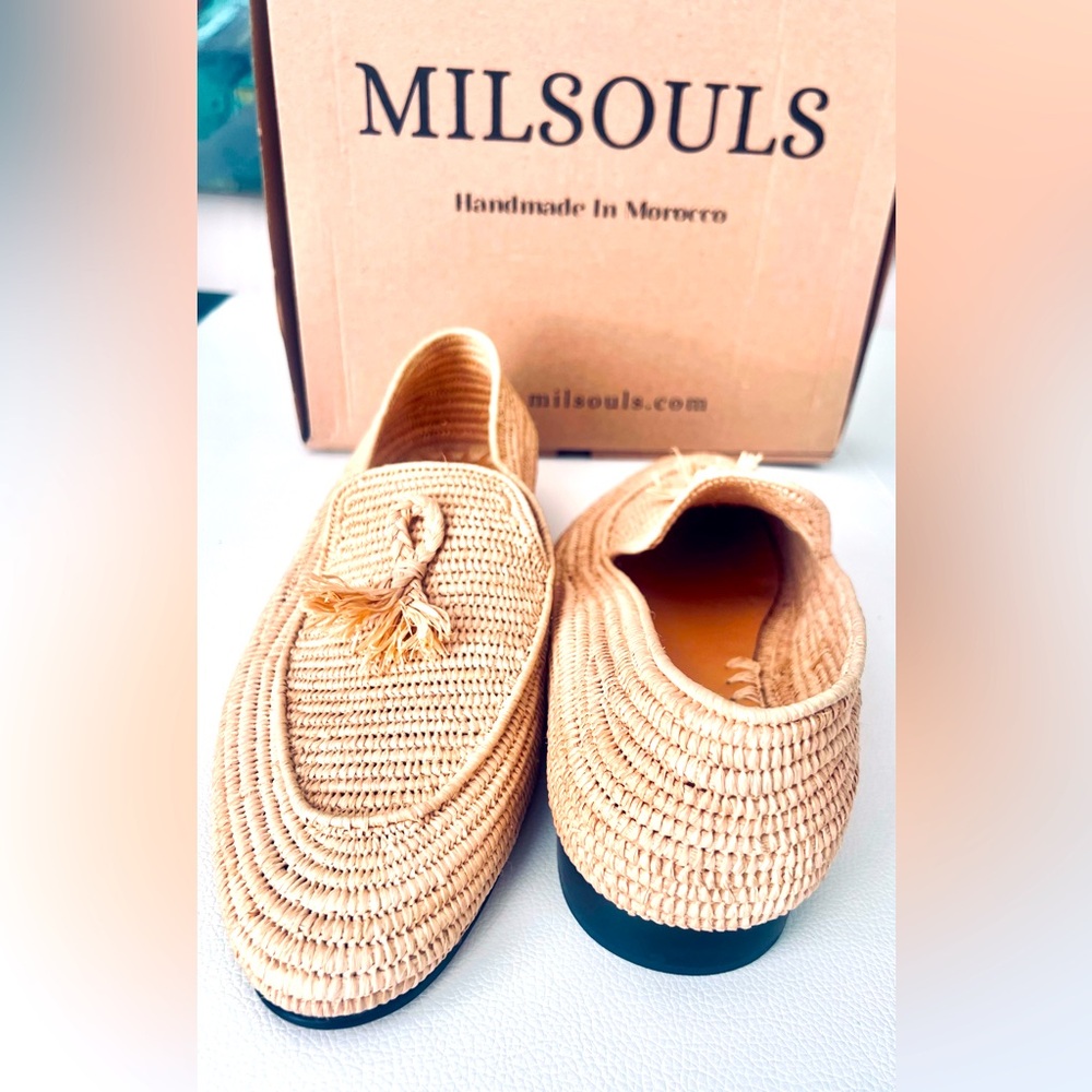 Milsouls Handmade Tangerine Moroccan Loafers Size EU 44 MADE IN Morocco FABULOUS
